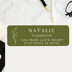 Trendy Boho Chic Olive Green Return Address