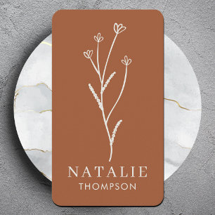 Trendy Boho Chic Rustic Terracotta Flower Business Card