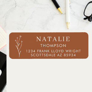 Trendy Boho Chic Terracotta Orange Return Address