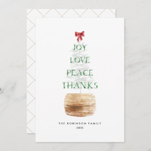 Trendy Boho Christmas Tree Typography Green Red Holiday Card