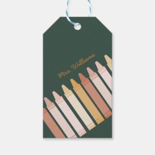 Trendy Boho Colours Crayon Teacher Name Gift Tags