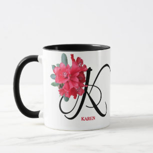 Trendy boho customizable red flowers Karen name Mug
