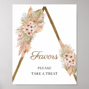 Trendy Boho Dried Palm Pampas Grass Favours Sign