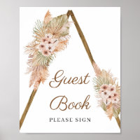 Trendy Boho Dried Palm Pampas Grass Guest Book