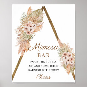 Trendy Boho Dried Palm Pampas Grass Mimosa Bar Poster