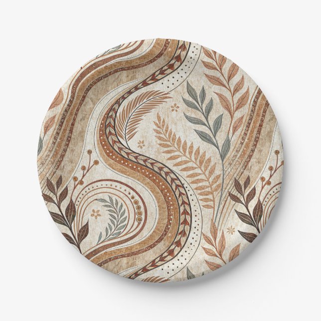 Trendy Boho Pattern Paper Plates (Front)