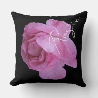 Trendy boho pink rose name Rosie customizable fun Cushion