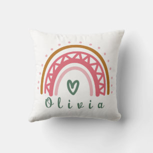 Trendy Boho Rainbow with a Personalised Name Cushion