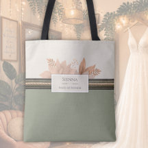 Trendy Boho Sage Botanical Maid of Honour Tote Bag