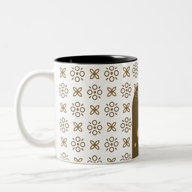 trendy boho style colourful geometric pattern Two-Tone coffee mug (Left)