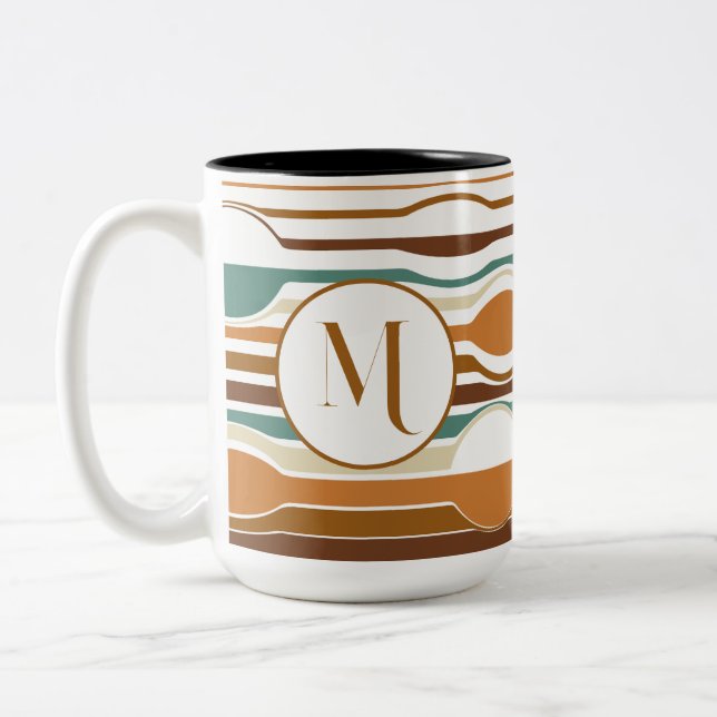 trendy boho style colourful geometric pattern Two-Tone coffee mug (Left)
