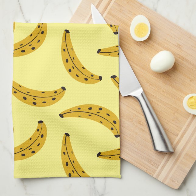 Trendy Bold Banana Patten Yellow Tea Towel (Quarter Fold)