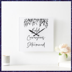 Trendy Bold Courageous Determined Square Wall Clock