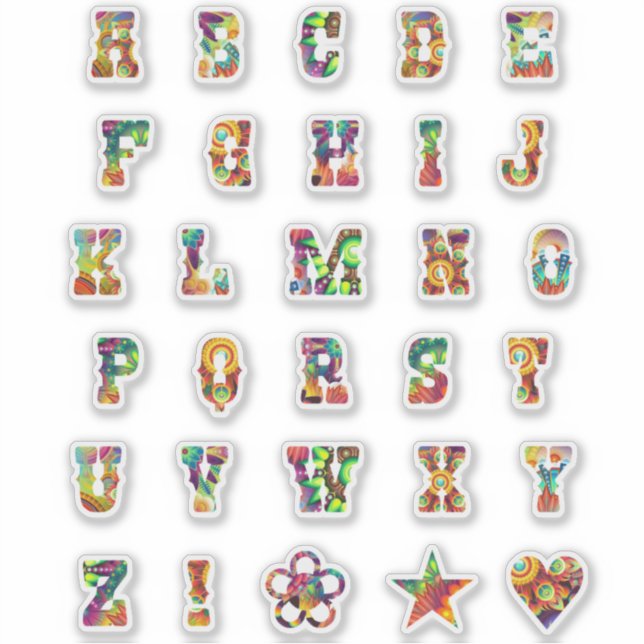 Trendy Bold Letters | Monogram Alphabet Stickers (Front)