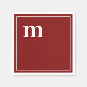 Trendy Bold Lower Case Monogram Garnet Red Napkin
