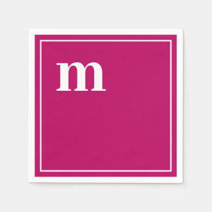 Trendy Bold Lower Case Monogram Magenta Napkin