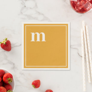 Trendy Bold Lower Case Monogram Marigold Yellow Napkin