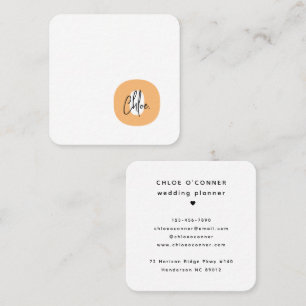 Trendy Bold Monogram Orange Initial Script Name Square Business Card