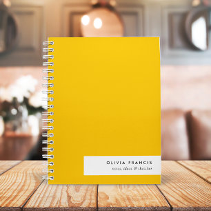 Trendy Bold Mustard Yellow Minimal Simple Notebook