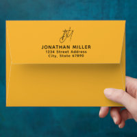 Trendy Bold Mustard Yellow Monogram Return Address