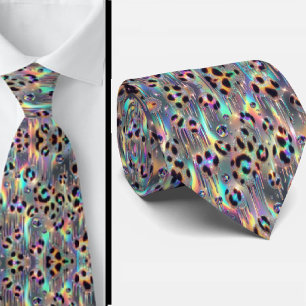 Trendy & Bold   Opal Leopard Print Neck Tie