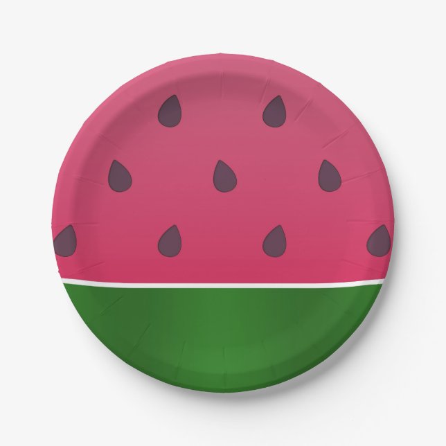 Trendy Bold Watermelon Graphic Paper Plate (Front)