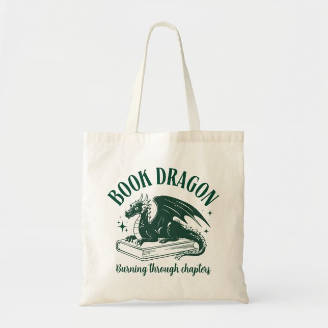 Trendy Book Dragon Fantasy Reader  Tote Bag (Front)
