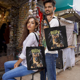 Trendy Bootleg Personalised Dog Photo 90s Tote Bag