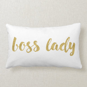 Trendy Boss Lady In Gold Decorative Script Lumbar Cushion