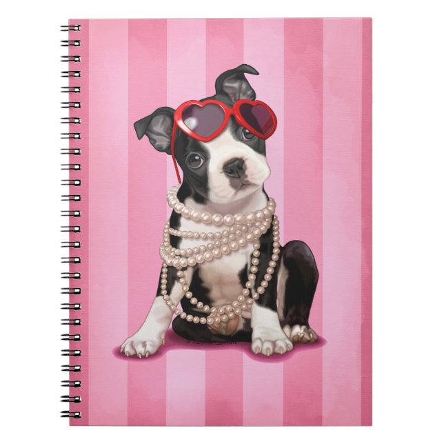 Trendy Boston Terrier Spiral Notebook (Front)