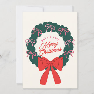 Trendy Bow Girly Christmas Card