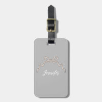 Trendy bow luggage tag | editable background