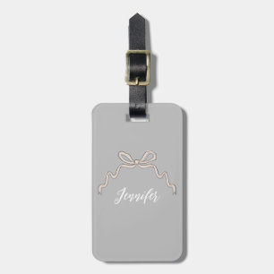 Trendy bow luggage tag   editable background