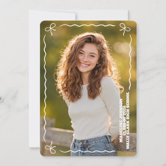 Trendy Bow Photo 2026 Graduation Announcement (Front)