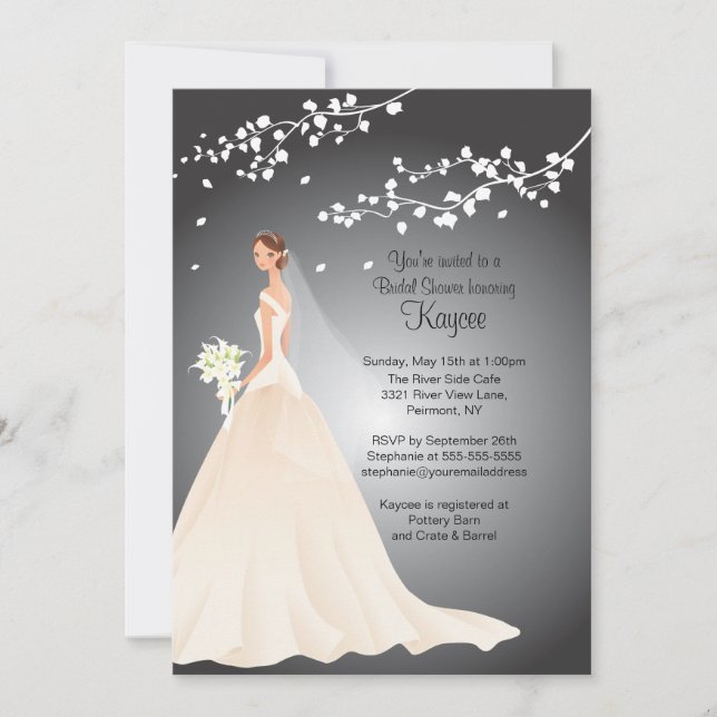 Trendy Bride Black & Grey Bridal Shower Invite (Front)