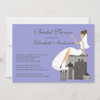 Trendy Bride Bridal Shower Invitation Purple Grey