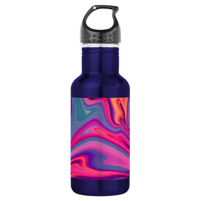 Trendy Bright Blue Pink Green Abstract Pattern 532 Ml Water Bottle (Front)