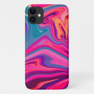 Trendy Bright Blue Pink Green Abstract Pattern Case-Mate iPhone Case