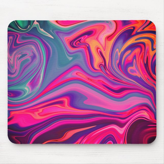 Trendy Bright Blue Pink Green Abstract Pattern Mouse Pad (Front)