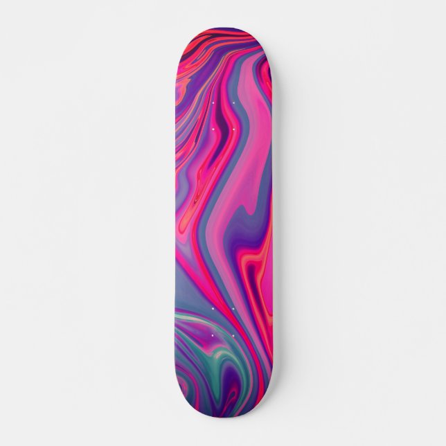 Trendy Bright Blue Pink Green Abstract Pattern Skateboard (Front)