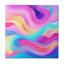 Trendy Bright Blue Pink Yellow Abstract Pattern 
