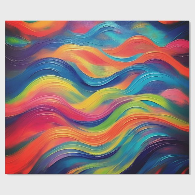 Trendy Bright Blue yellow Abstract Pattern   Wrapping Paper (Flat)