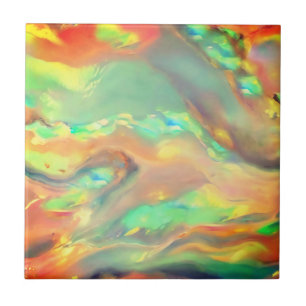 Trendy bright colourful faux holographic opal tile