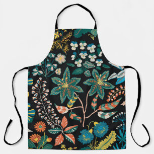 Trendy bright Floral pattern in the many kind of f Apron