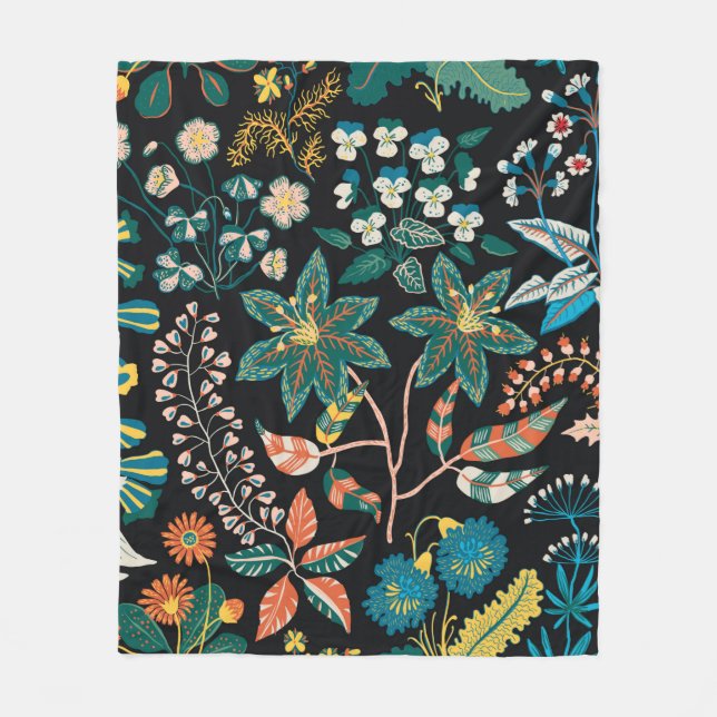 Trendy bright Floral pattern in the many kind of f Fleece Blanket (Front)