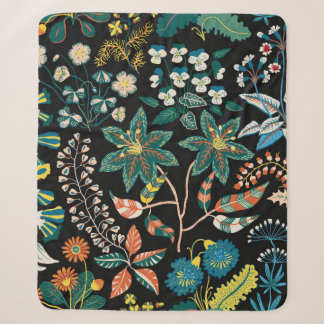Trendy bright Floral pattern in the many kind of f Sherpa Blanket