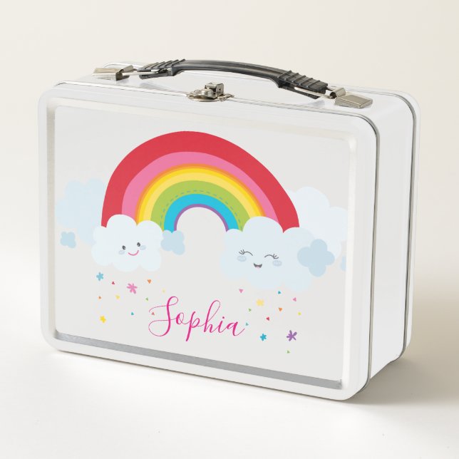 TRENDY bright fun colourful rainbow kawaii Metal Lunch Box (Front)