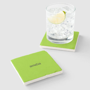 Trendy Bright Green Personalised Stone Coaster