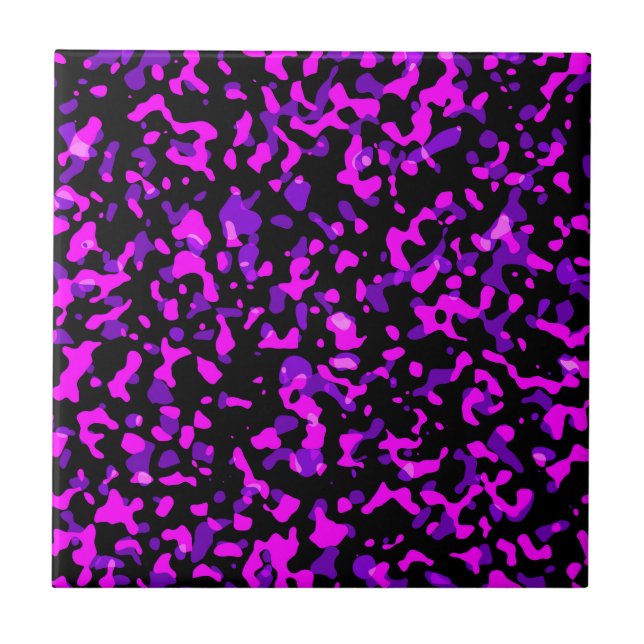 Trendy Bright Modern Pink and Purple Camouflage  Tile (Front)