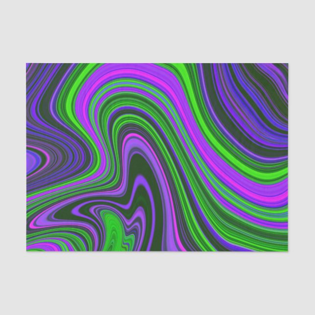 Trendy Bright Neon Purple Green Abstract Pattern Tissue Paper (Front)